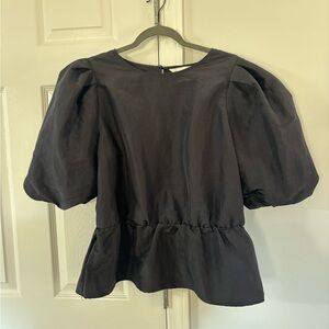H&M Black Puff Sleeve Blouse